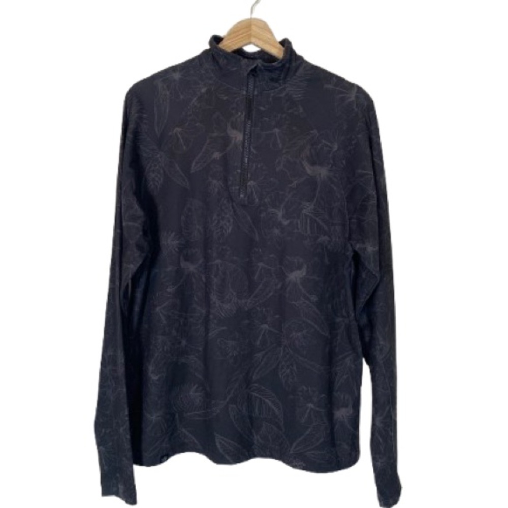 Men's Charcoal Floral Quarter-Zip Sweatshirt